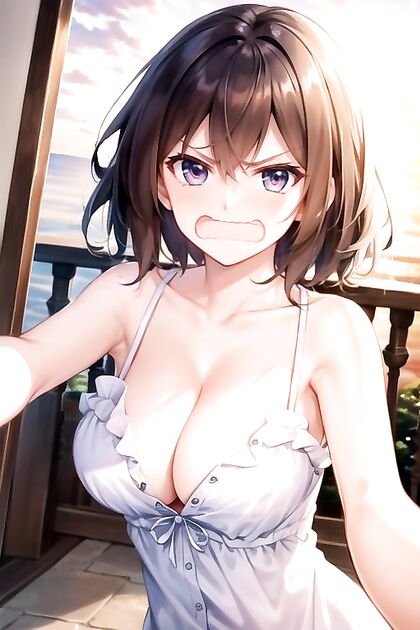 Shocked Decollete at Sunset in Seductive Hentai AI Image