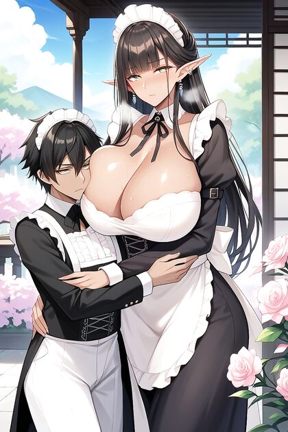 Sexy Milf in Pink Blouse Takes It All in the Living Room Full Body Hentai AI Image