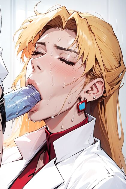 Red Earrings and Sweaty Passion in Mid-Length Hentai AI Image