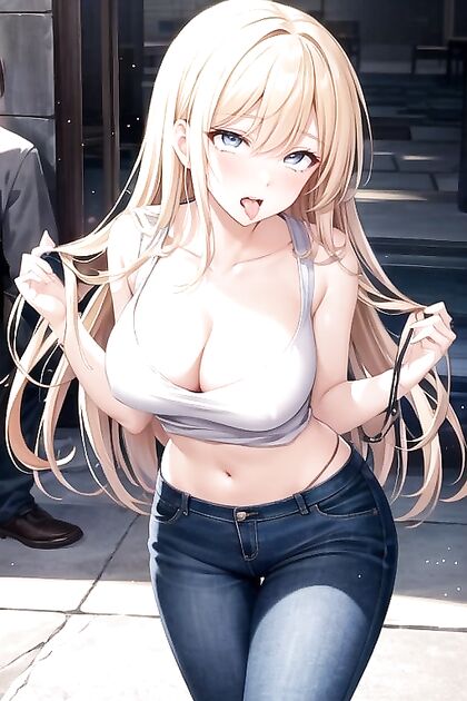 Ahegao Standing Blue-Eyed Girl 18+ in Mind-Blowing Hentai AI Image