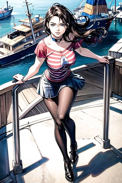 Brunette in Music Band T-Shirt and Tights for Hot Hentai AI Image