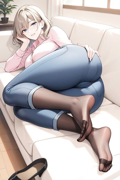 Laid-Back Bliss - Stripped Down in Blue Jeans for Seductive Hentai Pleasure
