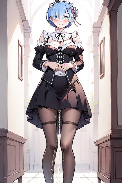 Rem from Re -Zero in Formal Attire Teasing Her Tiny 18+ Ass in hentai Hentai AI Image