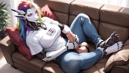 Seductive with Glowing Eyes and Hairy Chest in Hentai AI Image