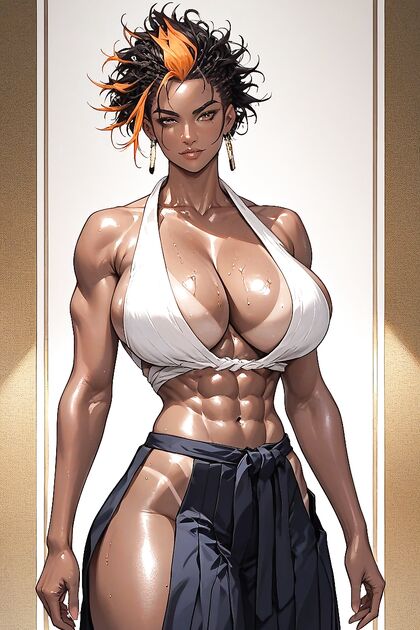 Bob-Haired Beauty with Massive Natural Tits in Keikogi for Steamy Hentai AI Image