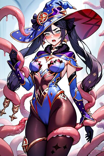 Gothic Beauty with White Hair and Tattoos Seduces in Hentai AI Image