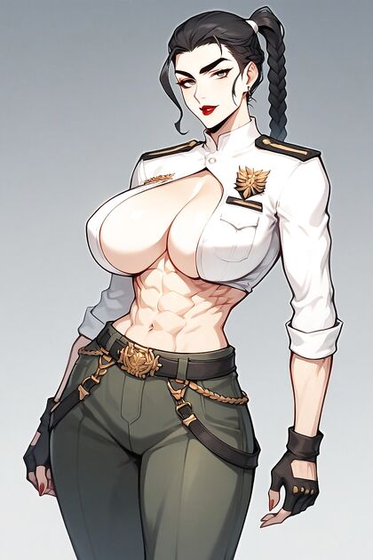 Red-Eyed Beauty with Chestnut Hair and Curvy Body in Seductive Updo Dominates Hentai AI Image