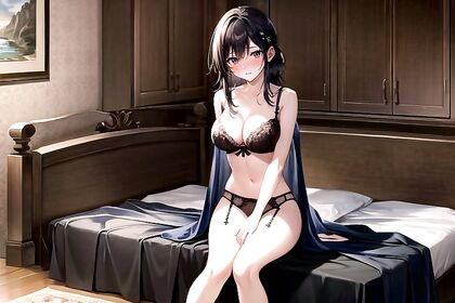 Blushing Beauty in Bra Gets Intimate in Seated Hentai Session