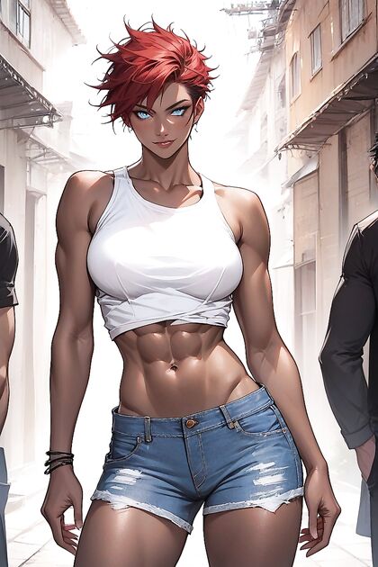 Tomboy in Jean Shorts Teased in Seductive Hentai AI Image