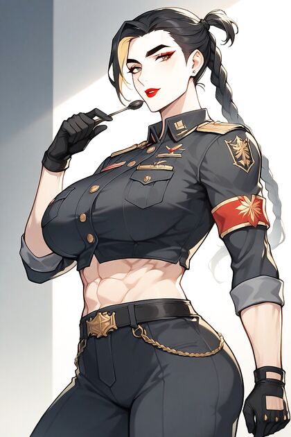 Curvaceous Brunette with Unique Updo Dives into Hilarious and Emotionally Charged Hentai AI Image
