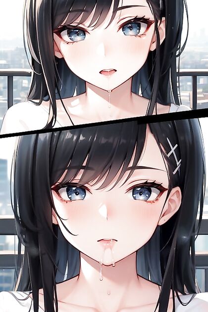 Milky Fluid Drips Down Her Lips in This Dark-Haired Beauty's Hentai Fantasy