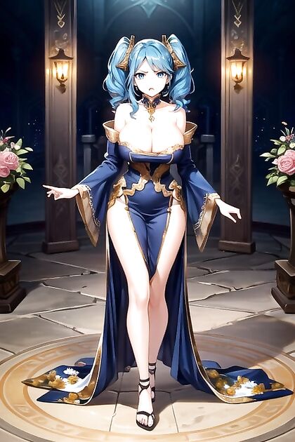 Sona from League of Legends Shows Off Decollete and Curvy Butt in Hentai AI Image