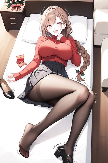Mary Jane Flats and Braided Hair inWaist-Cinching Hentai AI Image