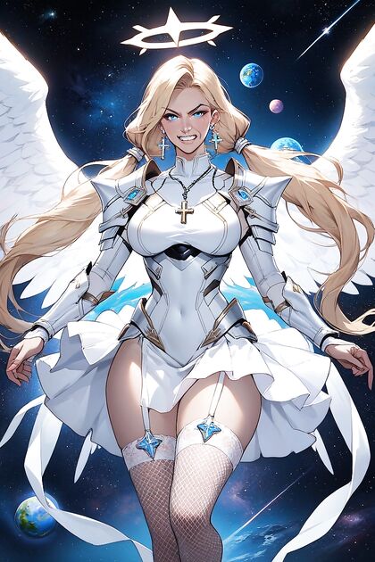 Angel Wings and Starlit Skies featuring Big Breast Hentai AI Image