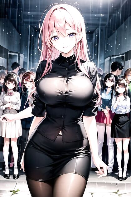 Teacher's Round Ass Soaked in Rainy Hentai AI Image