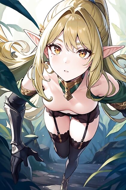 Detailed Mid-Sized Breasts in Armored Gloves Hentai Hentai AI Image