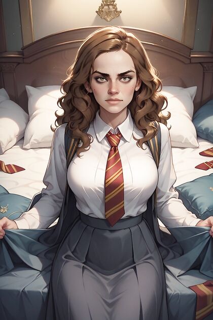 Hermione Granger's Skinny Body Thrills in Bed with Seductive Hentai AI Image