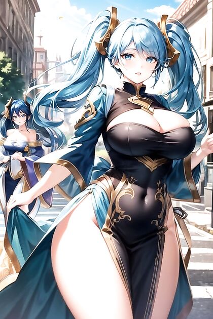 Sona from League of Legends Gets Intimate Close-Ups with Wind-Tousled Hair Hentai AI Image