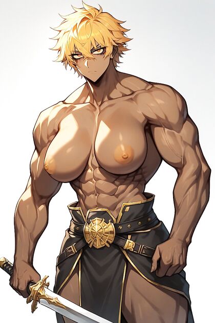 Dark-Skinned Beauty with Muscular Arms and Exotic Eyes in Sensual Hentai AI Image