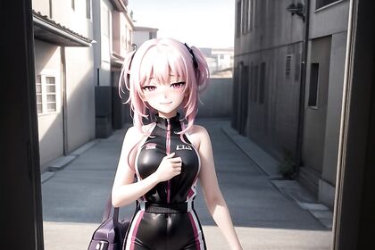 Innocent Petite Woman with Slender Waist Seduces in Hentai AI Image
