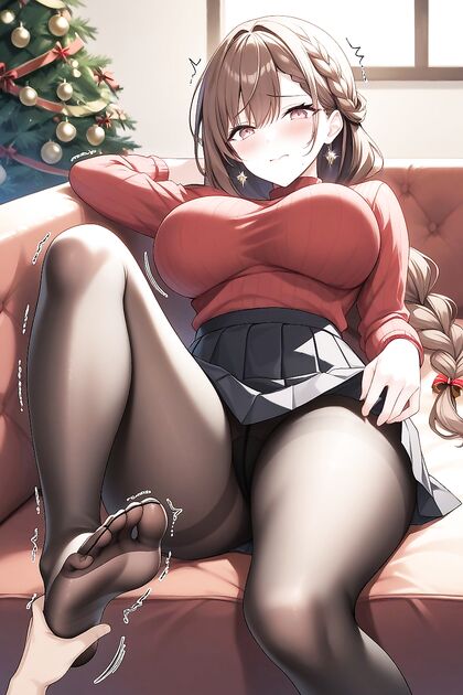 Shrinking Body with Wide Hips in a Black Pleated Skirt Hentai AI