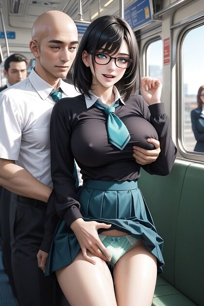 T-Shirt and Bow Clad Beauty Opens Wide for Steamy Hentai AI Image