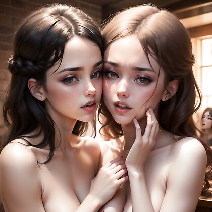 Slim Lesbian Lovers Explore Passionate AI Hentai Desires