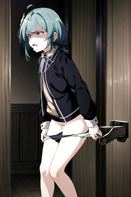 Mushoku Tensei Thigh-High Stockings Removal with Disgust-Filled Hentai AI Image