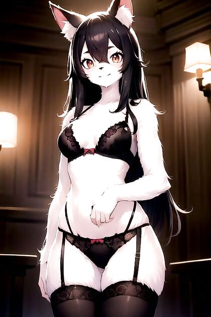 Fuzzy Paws and Lacy Underwear in Sultry Stocking Hentai AI Image