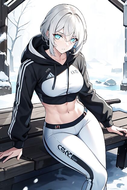 Snowfall Seduction - Athletic Beauty and Defective Robot inSTEAMy Hentai AI Image