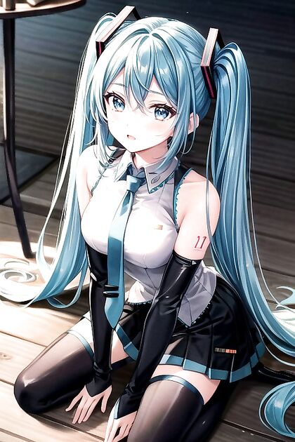Kneeling Submissive Gets Intimate Details in Hentai Hentai AI Image