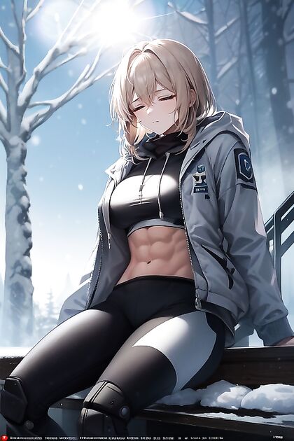 Glowing Aquamarine Eyes and Titanium Body in Hoodie Hentai Fantasy