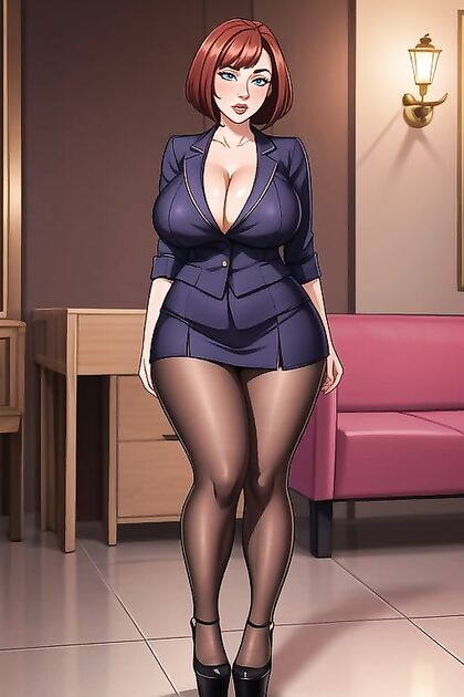 Thick Chunky Legs and Platform Heels in Steamy Black Bob Hentai AI Image