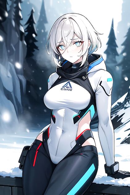 Defective Robot with Glowing Eyes Shines in Neon LED Hentai AI Image