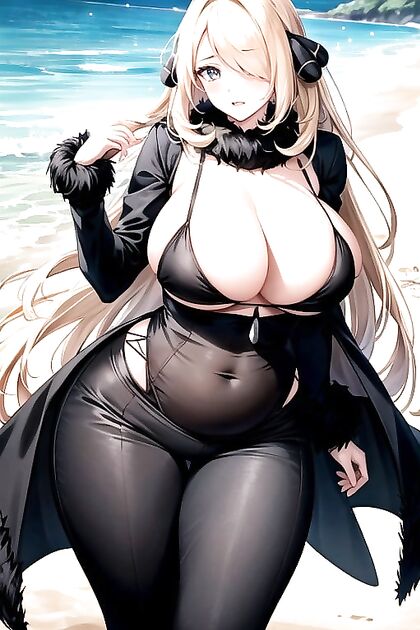 Beach Babe with Huge Tits Takes On One Lucky Guy in Steamy Hentai AI Image
