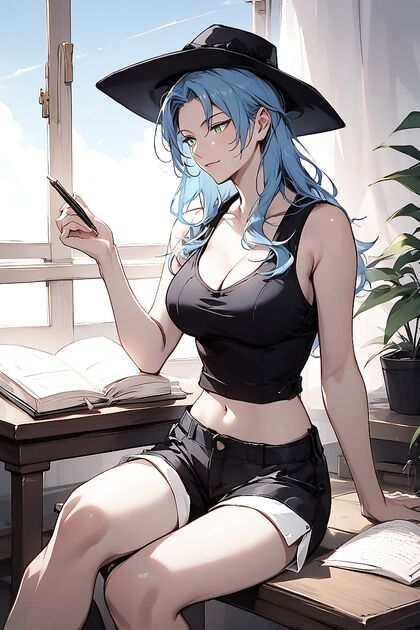 Sleeveless Seduction - Sexy Shorties in Modern Bedroom Hentai AI Image