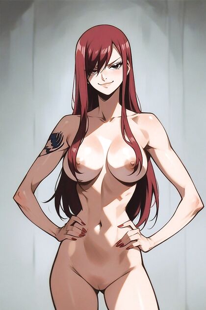 Standing Naked - Erza Scarlet from Fairy Tail in Steamy Hentai AI Image