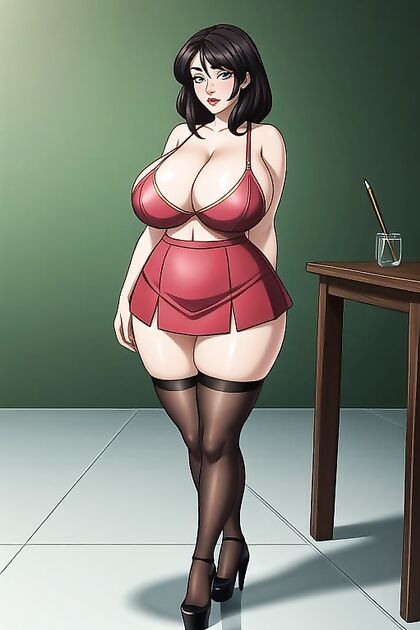 MILF Teacher with Massive Fake Breasts inMind-Bending Hentai AI Image