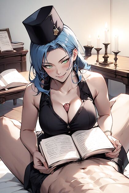 Black Cat by Her Side, Candlelit Room, Folded Table for Seductive Hentai AI Image