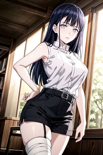 Hinata Hyuga from Naruto Teased and Pleasured in Anime Style Hentai AI Image