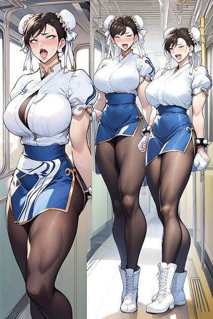 Takeda Hiromitsu Style at Metro Station with Busty beauties in Hentai AI Image