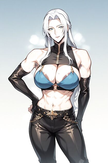 Sharp-Eyed Beauty with Sephiroth’s Hairstyle and Blue Eyes in Hentai AI Pleasure