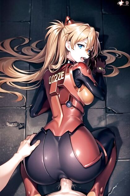 Asuka from Evangelion Gets Fucked Doggy Style in First-Person Hentai AI Image