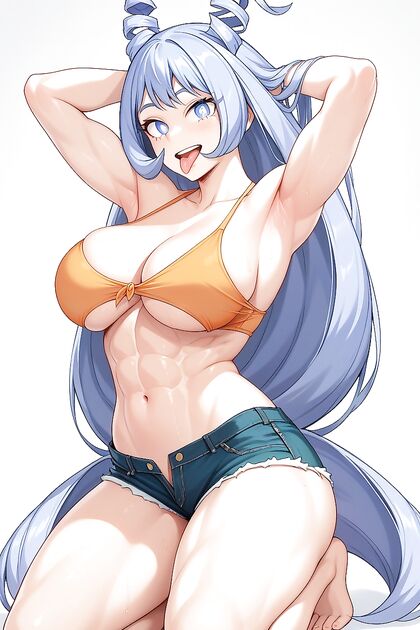 Nejire Hado from My Hero Academia Gets Oiled-Up and Muscular inSTEAMy Hentai AI Image