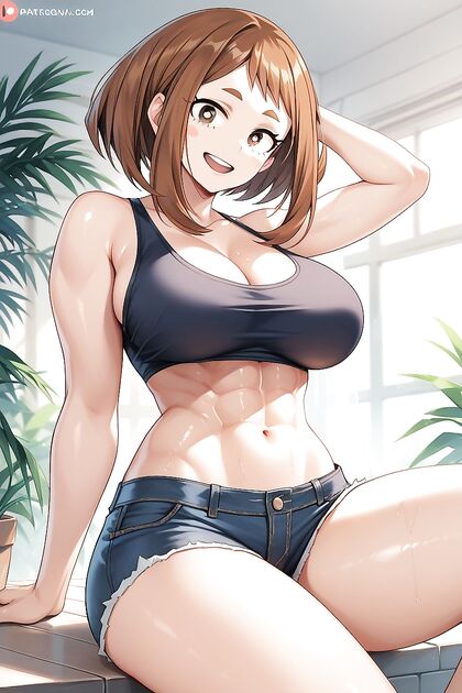 Open-Mouthed Smile, Lean Abs in Slim Hentai AI Porn