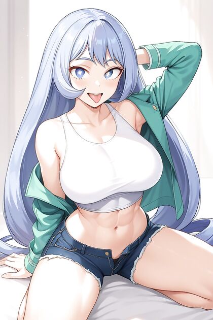 Nejire Hado from My Hero Academia Smiles Wide with Exposed Belly Button in Hentai AI Image