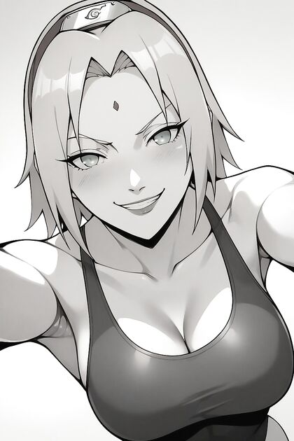 Haruno Sakura's Smug Expression Dominates Top-Down Hentai AI Image