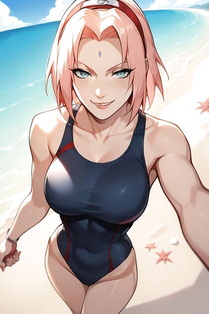 Haruno Sakura Takes It from Above and Below in Standing Hentai AI Image