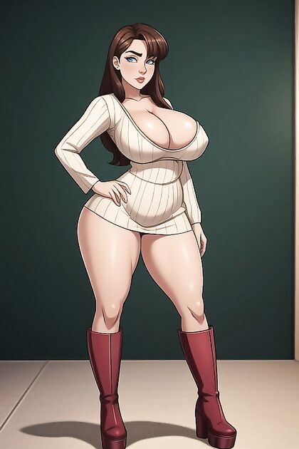 MILF Teacher's Breasts Nearly Bursting From Her Top in naughty Hentai AI Image
