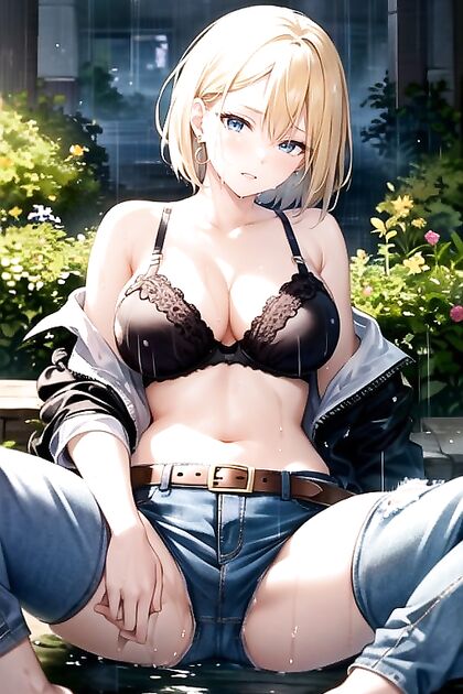 Wet Clothing, Android 18 from Dragon Ball Z Undone in Erotic Hentai AI Image